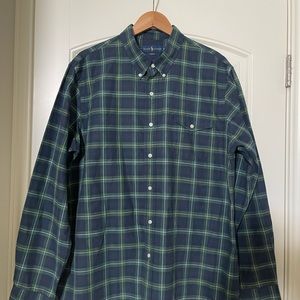 Ralph Lauren Men’s‎ Big & Tall Plaid Oxford Button Down Slim Fit Navy Green XXL